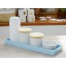 Kit Higiene Bebê Moderno Porcelanas Bandeja Mdf Maternidade Térmica K013 - Azul - 3