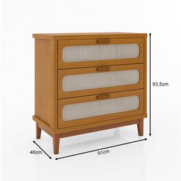 Cômoda 3 Gavetas com Palhinha Indiana Isa Nature - 3