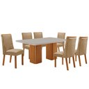 Ver imagem 1 de Mesa de Jantar Eloise 180cm Tampo MDF Vidro Canto Copo com 6 Cadeiras Yasmin