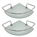 Ver imagem 1 de Kit 2 Suporte Prateleira Porta Shampoo Canto Banheiro Vidro Único