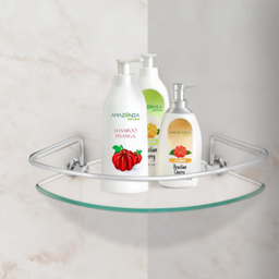 Kit 2 Suporte Prateleira Porta Shampoo Canto Banheiro Vidro Único - 5