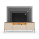 Ver imagem 5 de Rack Bancada Dourados para TV até 75 Polegadas Pés em Metal - Offwhite/Canela