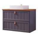 Ver imagem 1 de Gabinete para Banheiro 80cm 100% Mdf 1 Gaveta 1 Porta Basculante Sense Mgm Móveis Titânio/freijo