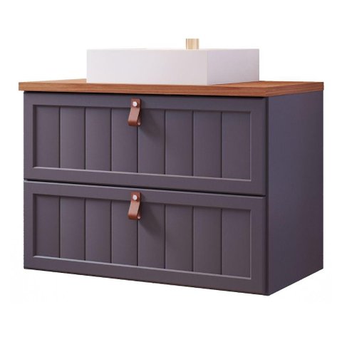 Gabinete para Banheiro 80cm 100% Mdf 1 Gaveta 1 Porta Basculante Sense Mgm Móveis Titânio/freijo