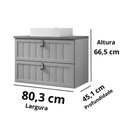 Ver imagem 3 de Gabinete para Banheiro 80cm 100% Mdf 1 Gaveta 1 Porta Basculante Sense Mgm Móveis Titânio/freijo