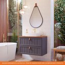 Ver imagem 5 de Gabinete para Banheiro 80cm 100% Mdf 1 Gaveta 1 Porta Basculante Sense Mgm Móveis Titânio/freijo