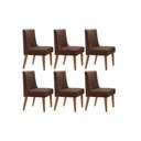 Ver imagem 1 de Cadeira Sala de Jantar Dafne Kit 6 Un Madeira Capuccino/suede Marrom - Rufato