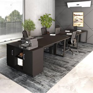 Estação de Trabalho 4,50m 6 Pessoas com Armário 2 Portas F5 Cor:preto