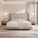Ver imagem 1 de Cama Casal Flutuante Viena Design Elegante em MDF-MDP Bege Jasper Móveis