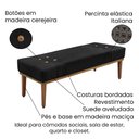 Ver imagem 3 de Divã Recamier Banco Base Madeira para Quarto Gênova 195cm Suede S04 - D'rossi Cor Preto