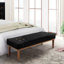 Ver imagem 4 de Divã Recamier Banco Base Madeira para Quarto Gênova 195cm Suede S04 - D'Rossi Cor Preto