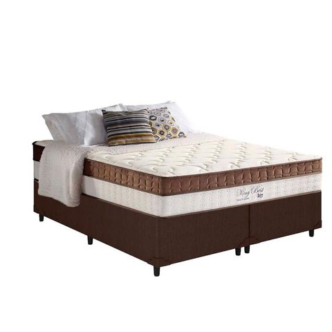 Cama Box King: Colchão Molas Anjos Superlastic King Best + Base Linhão Marrom(193x203)