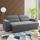 Ver imagem 1 de Estofado 3 Lugares Jersey Cinza - Casa Giulia