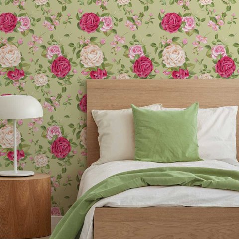 Papel de Parede Floral Rosas 4 Arte Destaque 3 Metros