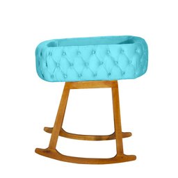 Mini Berço Moises de Balanço Portátil para Bebê Azul Turquesa - 4