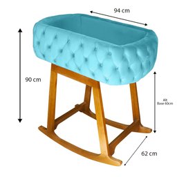 Mini Berço Moises de Balanço Portátil para Bebê Azul Turquesa - 2