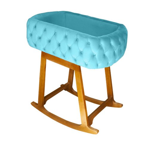 Mini Berço Moises de Balanço Portátil para Bebê Azul Turquesa