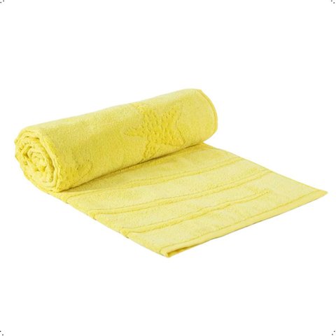 Toalha de Praia Verão Estampada Algodão Alta Absorção Cor Amarelo