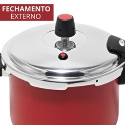 Panela de Pressão 4,5 Litros Antiaderente Fechamento Externo + Descanso Quadrado + Concha de Silicon - 5