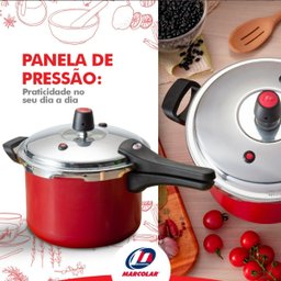Panela de Pressão 4,5 Litros Antiaderente Fechamento Externo + Descanso Quadrado + Concha de Silicon - 9