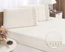 Ver imagem 1 de Jogo lençol Queen casal bordado 3peça palha chocolate tulipa