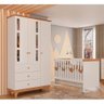Berço Americano Mini Cama e Guarda Roupa Infantil Antonella 3 Portas Off White Caramelo com Colchã - 7