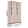 Berço Americano Mini Cama e Guarda Roupa Infantil Antonella 3 Portas Off White Caramelo com Colchã - 9