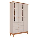 Ver imagem 4 de Berço Americano Mini Cama e Guarda Roupa Infantil Antonella 3 Portas Off White Caramelo com Colchã