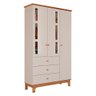 Berço Americano Mini Cama e Guarda Roupa Infantil Antonella 3 Portas Off White Caramelo com Colchã - 4