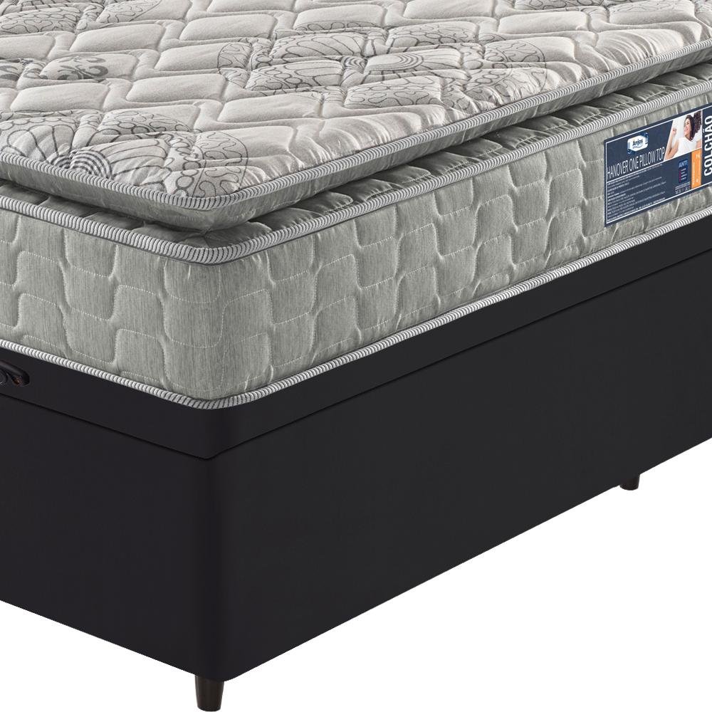 Cama Box Baú King Preto + Colchão Ortopedico Espuma D33 Pillow Top Hanover One 193x203x64cm - 5