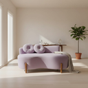 Ver imagem 1 de Namoradeira Sofá Feijão Lounge 120cm Orgânica Veludo Rosê
