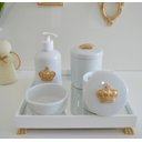 Ver imagem 1 de Kit Higiene Porcelana Bebê Banho Cuidado Quarto K014 Coroa - Dourado