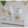 Kit Higiene Porcelana Bebê Banho Cuidado Quarto K014 Coroa - Dourado - 2
