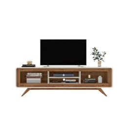 Rack / Bancada Chan 1.50m para Tv até 55'' 100% Mdf Estilo Retrô com Pés em Madeira 2 Portas Bascula - 2