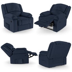 Poltrona do Papai Reclinável Sala de Cinema Madrid Power Elétrica USB PU Azul G23 Gran Belo - 7