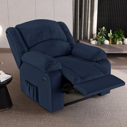 Poltrona do Papai Reclinável Sala de Cinema Madrid Power Elétrica USB PU Azul G23 Gran Belo - 1
