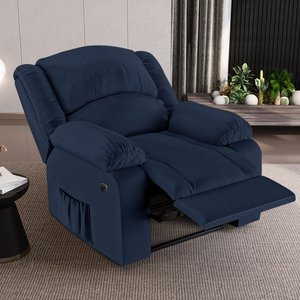 Poltrona do Papai Reclinável Sala de Cinema Madrid Power Elétrica USB PU Azul G23 Gran Belo
