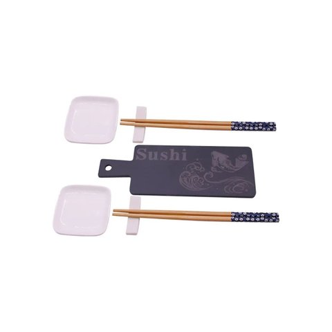 Kit Comida Japonesa Preto e Branco 7 Peças Mm5010 Btc