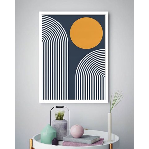Quadro Decorativo Abstrato Círculo Espirais - 70x50cm:moldura Branca