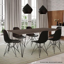 Mesa Elen Tampo Retangular 140 X 80 Cm De Madeira Amêndoa New Green - Marrom - 5