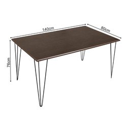 Mesa Elen Tampo Retangular 140 X 80 Cm De Madeira Amêndoa New Green - Marrom - 2