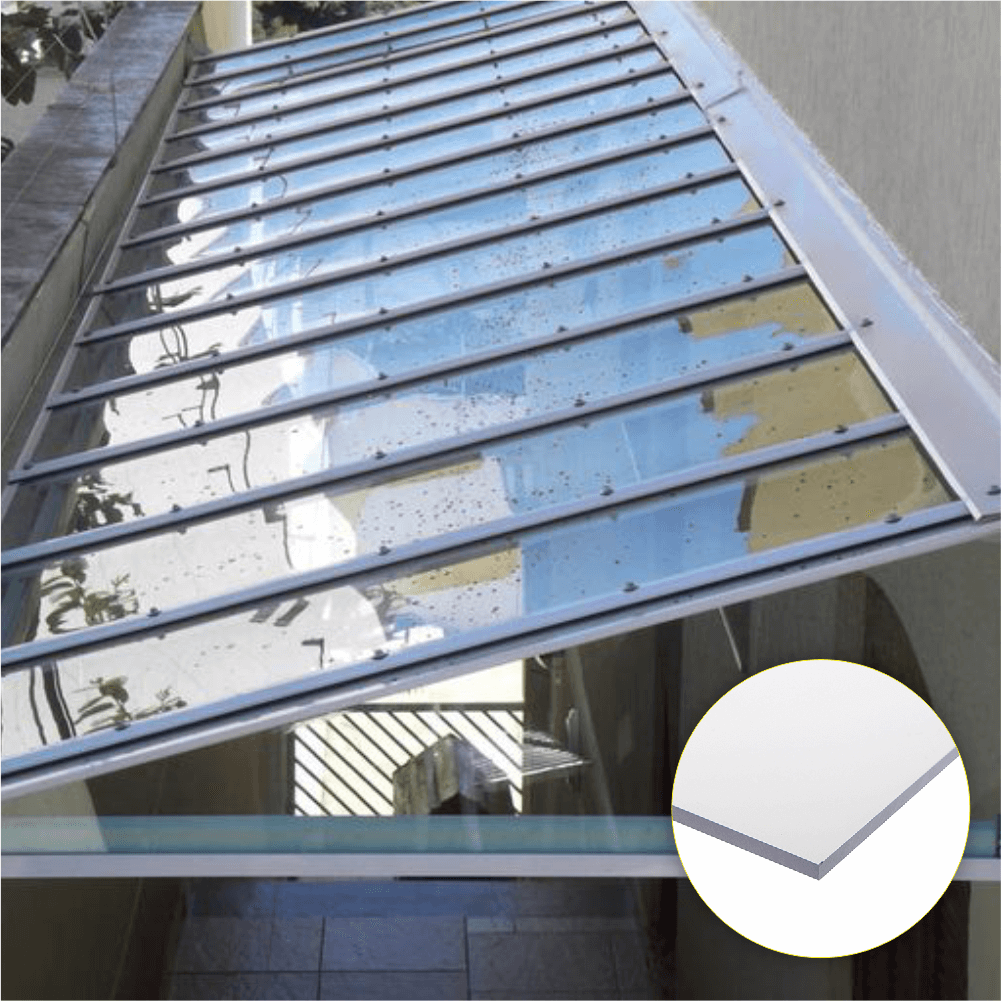 Cobertura Policarbonato Compacto 2,00m X 3,00m - Cristal 3mm - 3