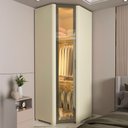 Ver imagem 1 de Guarda-Roupa Modulado de Canto Lúmine 1 Porta com Vidro e LED 100% MDF Off White - Pnr Móveis