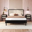Ver imagem 4 de Kit Cama de Casal 2 Mesas Cabeceira com Palhinha Oslo Nero 27055