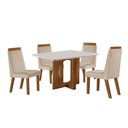 Ver imagem 2 de Conjunto Mesa de Jantar com Vidro e 4 Cadeiras 120cm Multimóveis Crljm-CON025 Madeirado/Off White