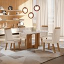 Ver imagem 1 de Conjunto Mesa de Jantar com Vidro e 4 Cadeiras 120cm Multimóveis Crljm-CON025 Madeirado/Off White