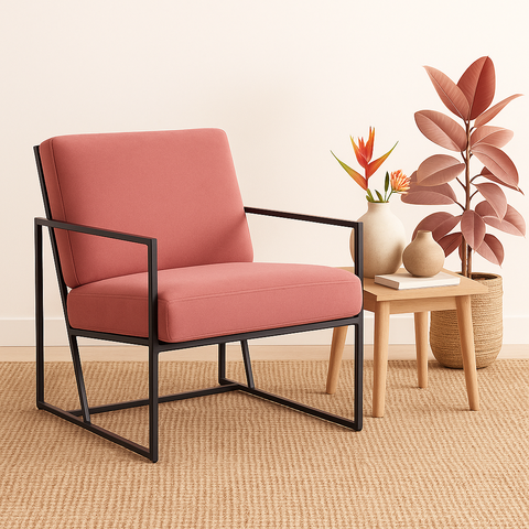 Poltrona Sala Escritório Recepção Veludo Rosa Kit 2 Flow