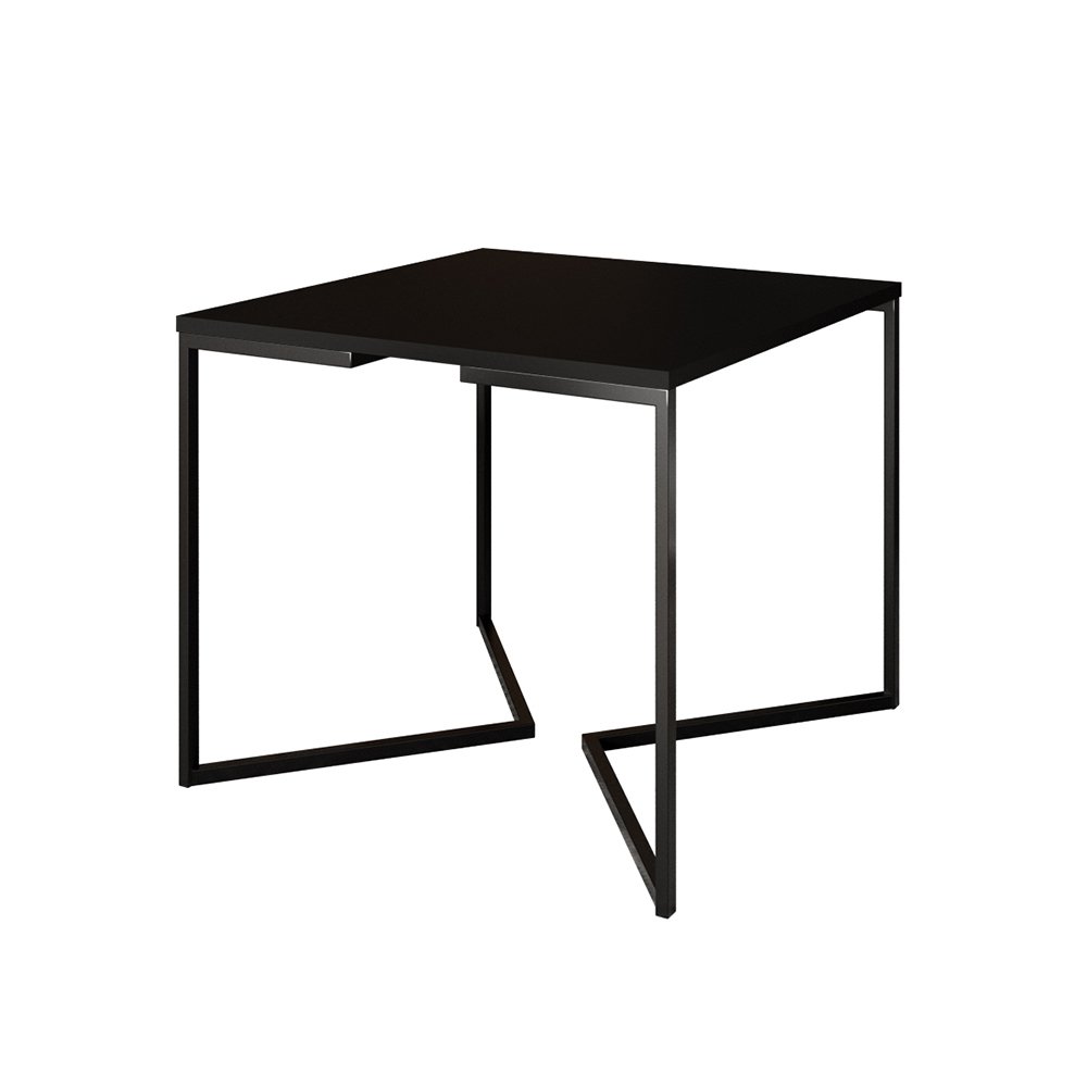 Mesa Jantar Industrial Quadrada Preta 90cm Base V Ferro Preto