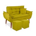 Ver imagem 1 de Kit 01 Namoradeira Opala 02 Puff Quadrado 02 Almofadas Amarelo