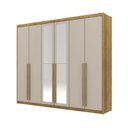 Ver imagem 3 de Guarda Roupa Casal 100% MDF 6 Portas 6 Gavetas com Espelhos Dubai Majestic Marrom/Nature/Fendi